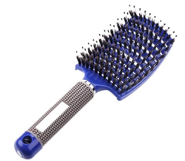 Paddle Hairbrush with Boar Bristles for Smooth Frizz-Free Hair | Gentle Detangling Brush for Thick Curly Long Hair | Scalp-Friendly