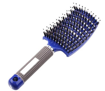Paddle Hairbrush with Boar Bristles for Smooth Frizz-Free Hair | Gentle Detangling Brush for Thick Curly Long Hair | Scalp-Friendly