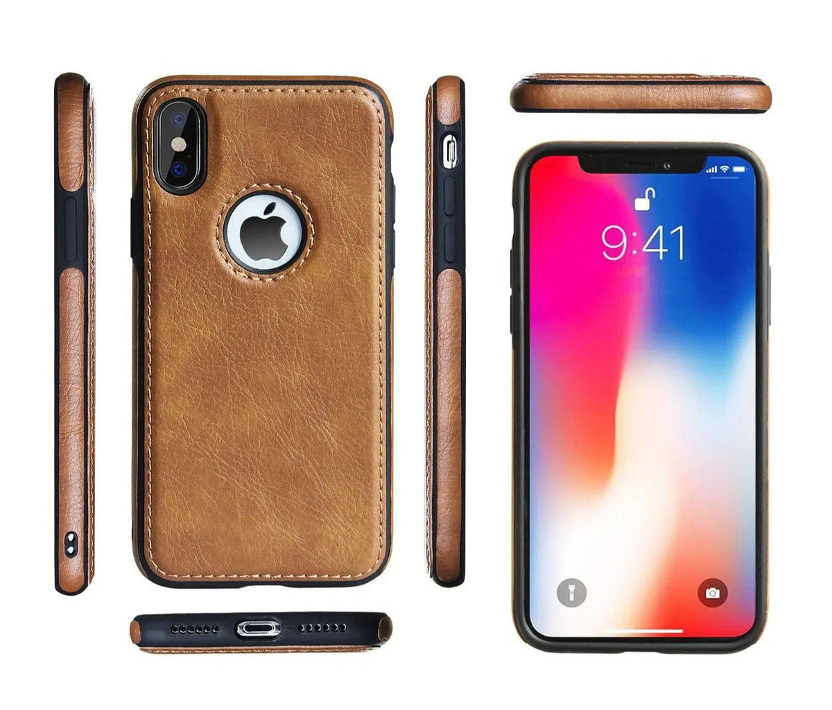 Vintage Leather iPhone Case | Precise Fit Shell for iPhone 6-XR with Raised Edges & Camera Protection | Grip-Enhanced Phone Cover
