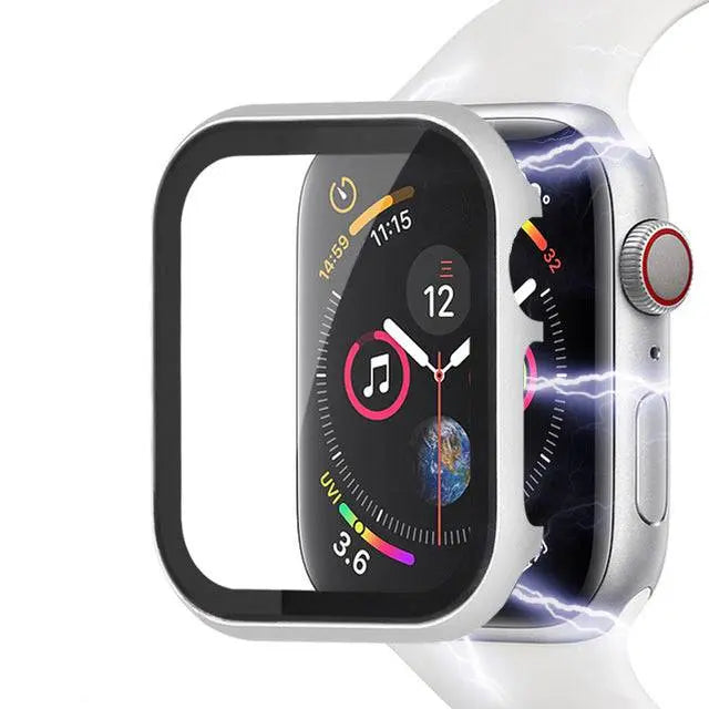 Reinforced Metal Armor Shell with Built-In Hardened Glass Display Shield for 40mm & 44mm Series 4/5/6, 38mm & 42mm Series 1/2/3