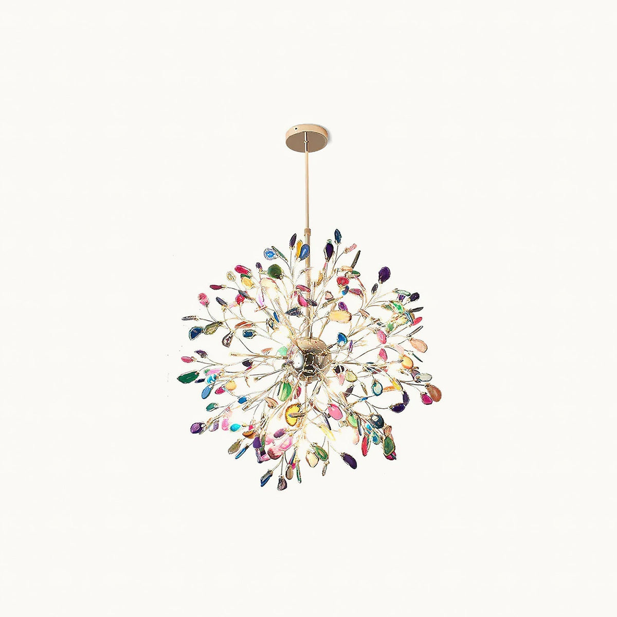 Agate Branch Chandelier 23-Inch Gold Finish Multi-Arm Adjustable G4 Fixture for Dining Room Living Room Statement Lighting Multicolor Natura