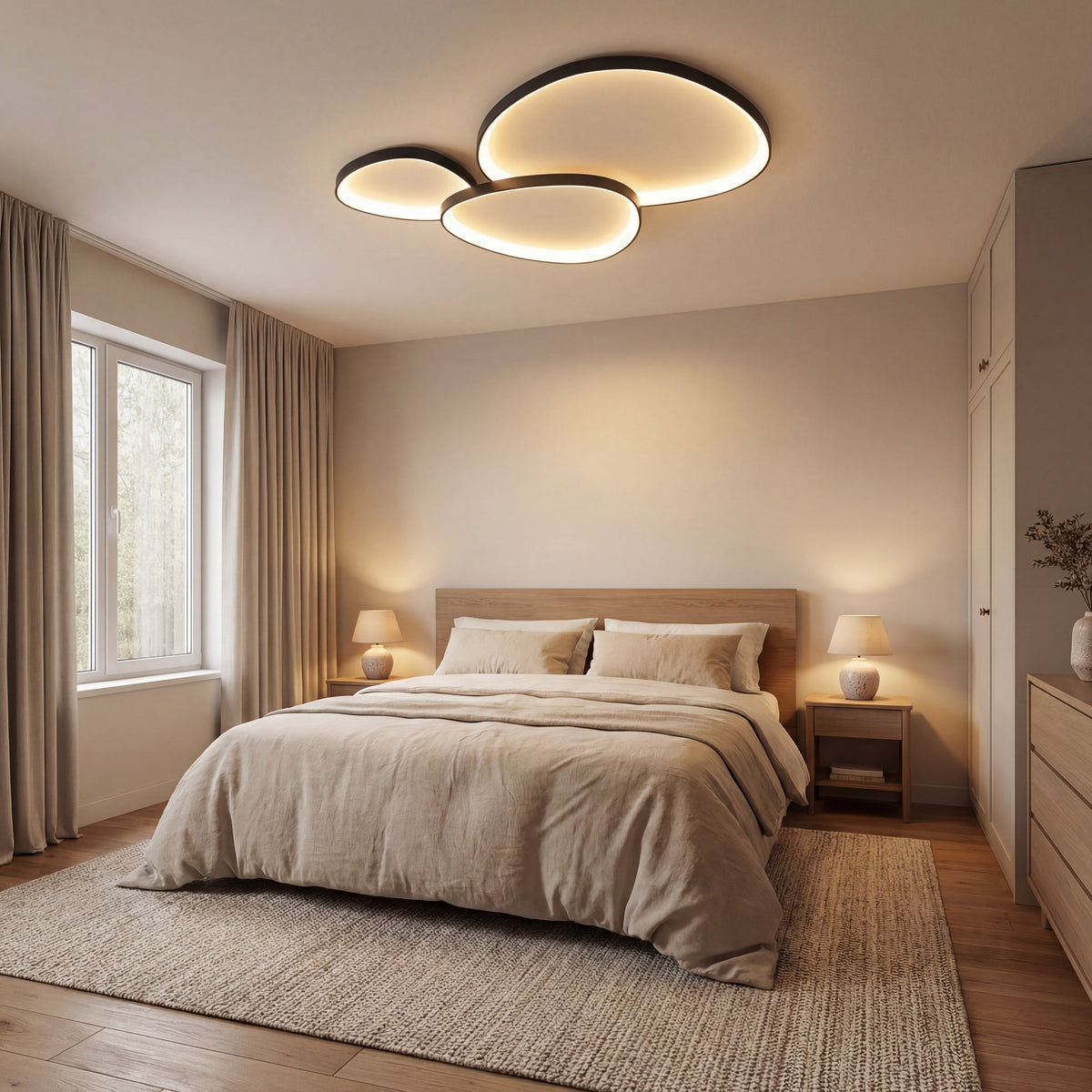 LED Ceiling Light Fixture Modern Minimalist Design for Dining Room Bar Kitchen | Integrated Bulb Aluminum Acrylic Panel Flush Mount