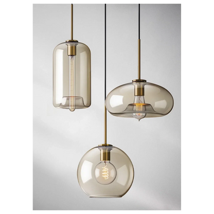 Glass Pendant Light Fixture Hanging Ceiling Lamp 8 Inch Amber Shade Metallic Accent Contemporary Kitchen Island Dining Area Bedroom