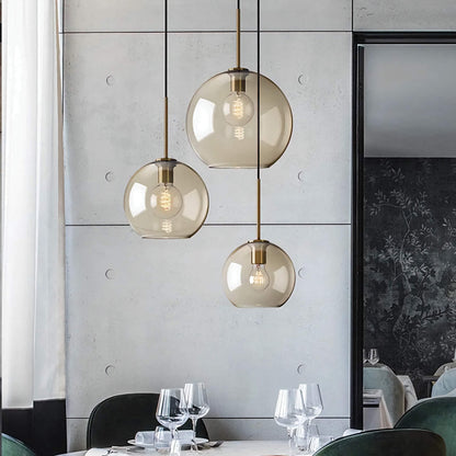 Glass Pendant Light Fixture Hanging Ceiling Lamp 8 Inch Amber Shade Metallic Accent Contemporary Kitchen Island Dining Area Bedroom