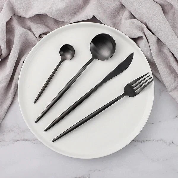 Stainless Steel Flatware Set 24 Pieces with Titanium Mirror Finish for Dining Room Kitchen Table Service Six Settings