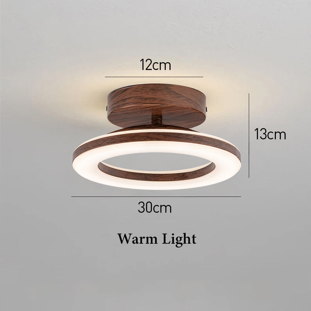 Flush Mount LED Disc Ceiling Light – Wood Finish Round Fixture for Bedroom, Hallway & Dining Room – 8-12 Inch Compact Low Profile Design