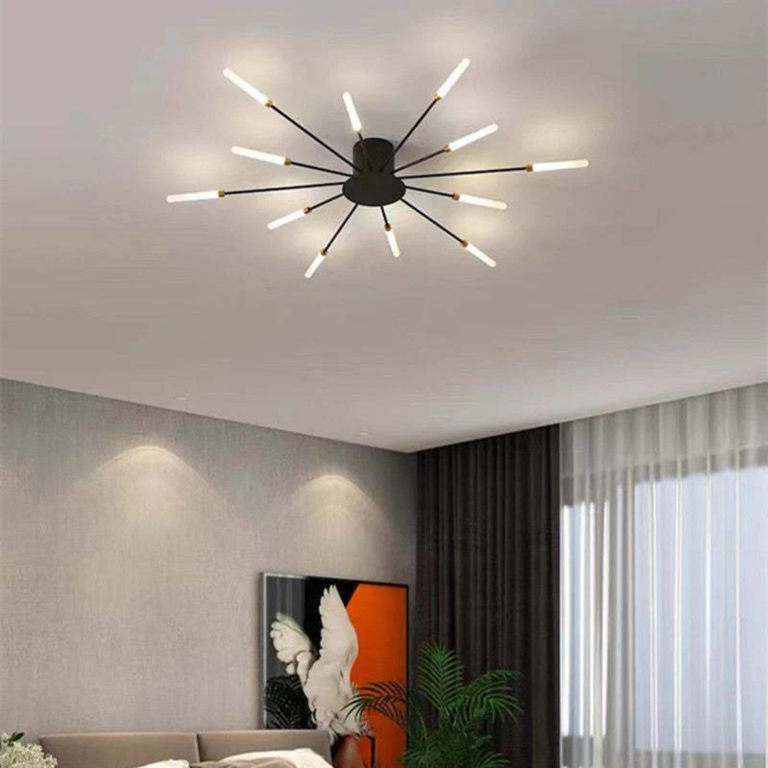 Large LED Ceiling Light Fixture with Multiple Bulbs for Living Room Bedroom Hotels White Metal Acrylic Flush Mount Indoor Lighting 10-16 Squ