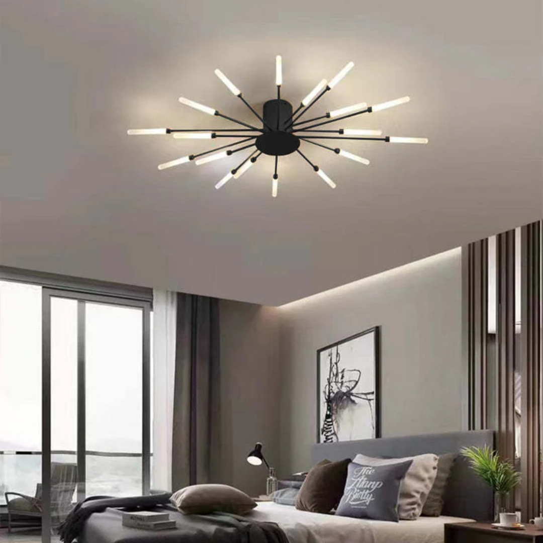 Large LED Ceiling Light Fixture with Multiple Bulbs for Living Room Bedroom Hotels White Metal Acrylic Flush Mount Indoor Lighting 10-16 Squ
