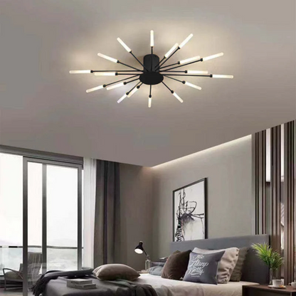 Large LED Ceiling Light Fixture with Multiple Bulbs for Living Room Bedroom Hotels White Metal Acrylic Flush Mount Indoor Lighting 10-16 Squ