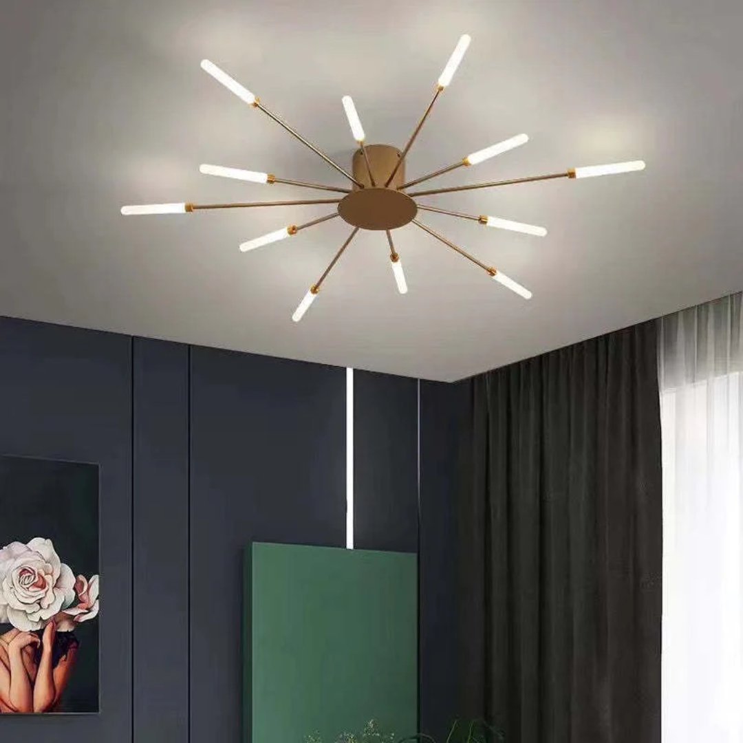 Large LED Ceiling Light Fixture with Multiple Bulbs for Living Room Bedroom Hotels White Metal Acrylic Flush Mount Indoor Lighting 10-16 Squ