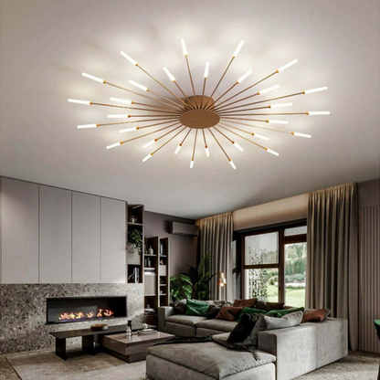 Large LED Ceiling Light Fixture with Multiple Bulbs for Living Room Bedroom Hotels White Metal Acrylic Flush Mount Indoor Lighting 10-16 Squ