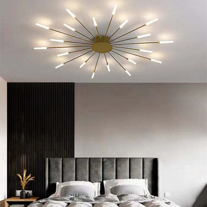 Large LED Ceiling Light Fixture with Multiple Bulbs for Living Room Bedroom Hotels White Metal Acrylic Flush Mount Indoor Lighting 10-16 Squ