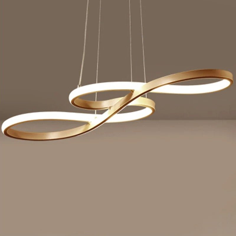 Modern Circle Hanging Fixture with Remote Dimming for Dining Room & Kitchen Island Adjustable Height 47 in Black White Gold Finish Contempor