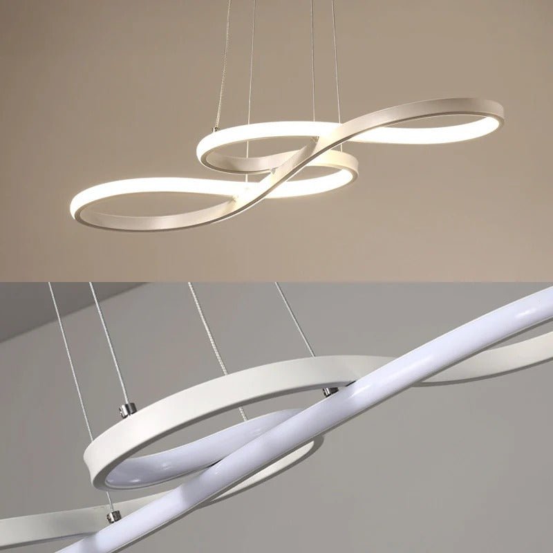 Modern Circle Hanging Fixture with Remote Dimming for Dining Room & Kitchen Island Adjustable Height 47 in Black White Gold Finish Contempor