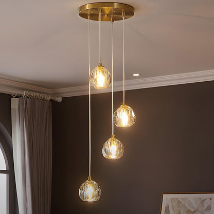 Hanging Ceiling Fixture with Crystal Accents and Adjustable 78-Inch Cord, LED Tri-Color 5W Chandelier for Dining Rooms & Entryways