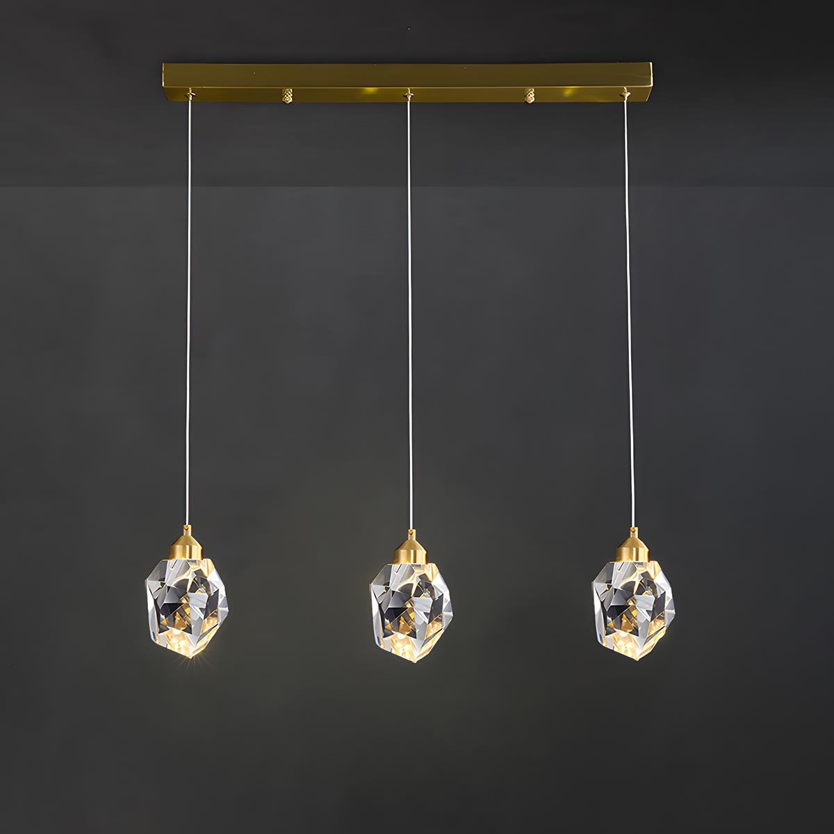 Hanging Ceiling Fixture with Crystal Accents and Adjustable 78-Inch Cord, LED Tri-Color 5W Chandelier for Dining Rooms & Entryways