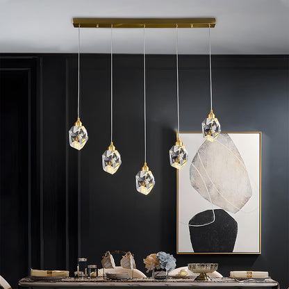 Hanging Ceiling Fixture with Crystal Accents and Adjustable 78-Inch Cord, LED Tri-Color 5W Chandelier for Dining Rooms & Entryways