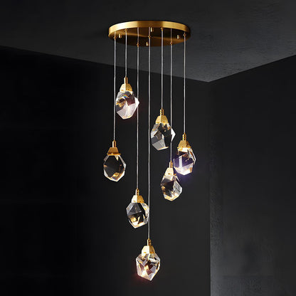 Hanging Ceiling Fixture with Crystal Accents and Adjustable 78-Inch Cord, LED Tri-Color 5W Chandelier for Dining Rooms & Entryways