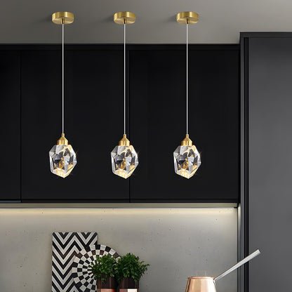 Hanging Ceiling Fixture with Crystal Accents and Adjustable 78-Inch Cord, LED Tri-Color 5W Chandelier for Dining Rooms & Entryways