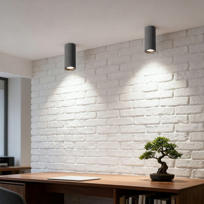Cylinder Ceiling Spotlight Gray Aluminum GU10 7W LED for Kitchen Bedroom Living Room Hallway Modern Industrial Minimalist Architectural Acce
