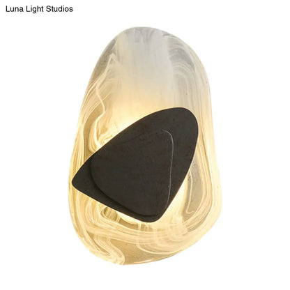 Glass Wall Sconce Light Fixture Black Metal Hardwired LED Bulb Included 8x11.5 Inch Contemporary Nordic Design for Bedroom Living Room