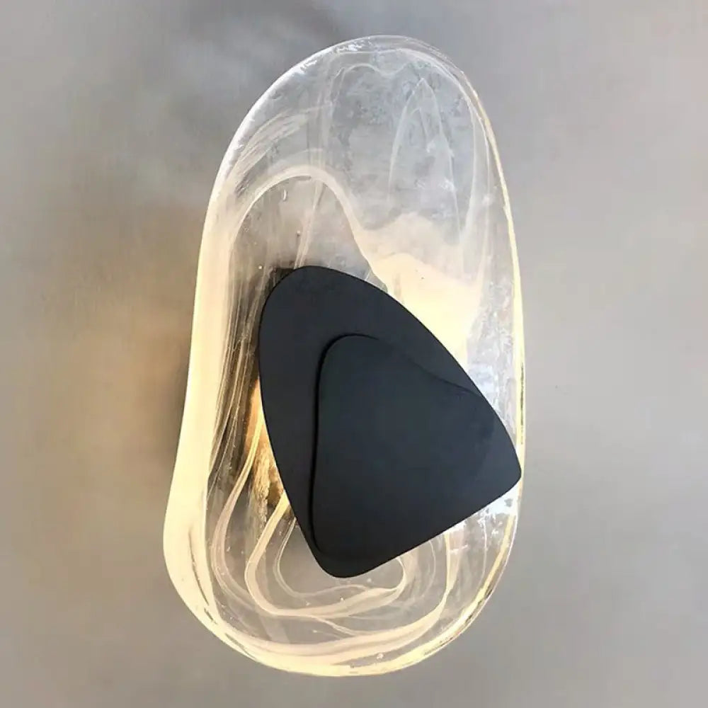 Glass Wall Sconce Light Fixture Black Metal Hardwired LED Bulb Included 8x11.5 Inch Contemporary Nordic Design for Bedroom Living Room