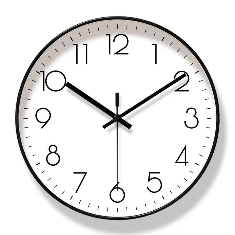 Round Wall Clock Silent Quartz Movement – Modern Minimalist Black & White Timepiece for Home Office, Kitchen, Bedroom – Clear Numbered