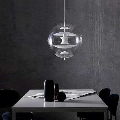 Lámpara colgante LED esférica de 16 pulgadas, acrílico transparente con interior dorado, lámpara colgante ajustable para isla de cocina, mesa de comedor, sala de estar y bar