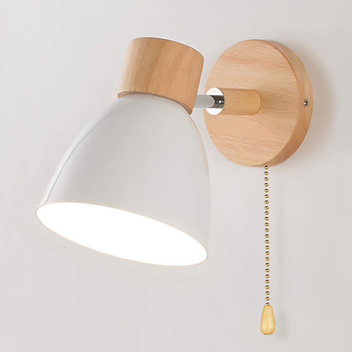Nordic-Style Hardwired Sconce with Cord Pull – Diffused Glow for Bedroom, Hallway & Reading Spaces