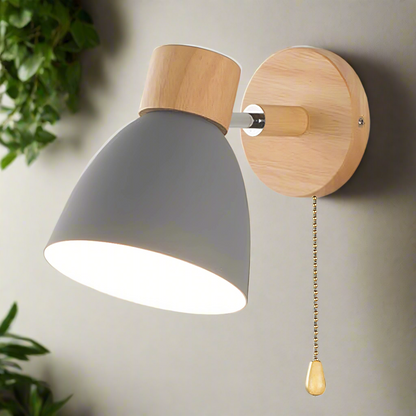 Nordic-Style Hardwired Sconce with Cord Pull – Diffused Glow for Bedroom, Hallway & Reading Spaces