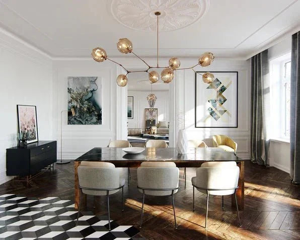 Branching Globe Chandelier with Smoky Glass Shades – Multi-Arm Statement Fixture for Dining Room & Kitchen Island Lighting