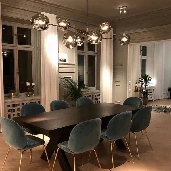 Branching Globe Chandelier with Smoky Glass Shades – Multi-Arm Statement Fixture for Dining Room & Kitchen Island Lighting