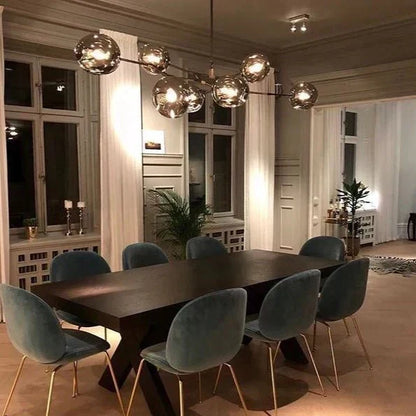 Branching Globe Chandelier with Smoky Glass Shades – Multi-Arm Statement Fixture for Dining Room & Kitchen Island Lighting