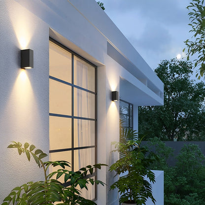 Outdoor LED Uplight Downlight Sconce 6W Aluminum Black Fixture Warm White for Patios Walkways Villa Facades Modern Architectural Accent