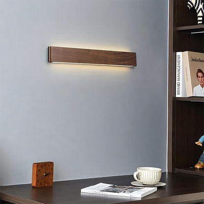 Aplique de pared LED rectangular de madera de nogal, 8 pulgadas, modos de luz ajustables, para dormitorio, pasillo, sala de estar, estilo moderno, minimalista, Japandi, escandinavo, interior