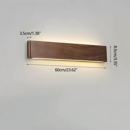 Aplique de pared LED rectangular de madera de nogal, 8 pulgadas, modos de luz ajustables, para dormitorio, pasillo, sala de estar, estilo moderno, minimalista, Japandi, escandinavo, interior