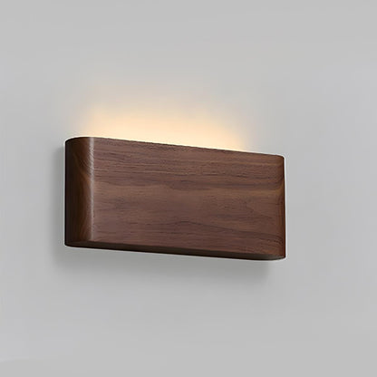 Aplique de pared LED rectangular de madera de nogal, 8 pulgadas, modos de luz ajustables, para dormitorio, pasillo, sala de estar, estilo moderno, minimalista, Japandi, escandinavo, interior