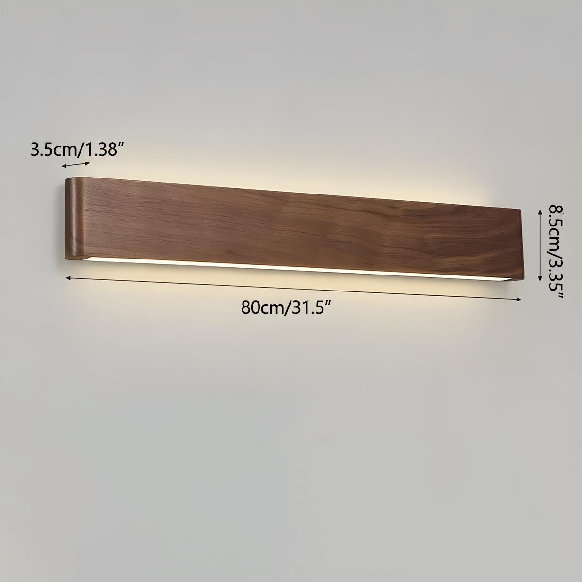 Aplique de pared LED rectangular de madera de nogal, 8 pulgadas, modos de luz ajustables, para dormitorio, pasillo, sala de estar, estilo moderno, minimalista, Japandi, escandinavo, interior