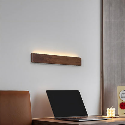 Aplique de pared LED rectangular de madera de nogal, 8 pulgadas, modos de luz ajustables, para dormitorio, pasillo, sala de estar, estilo moderno, minimalista, Japandi, escandinavo, interior