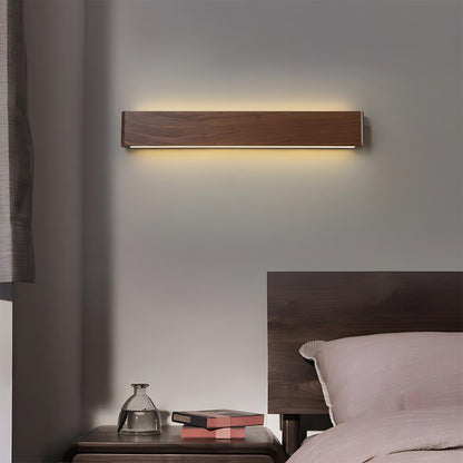 Aplique de pared LED rectangular de madera de nogal, 8 pulgadas, modos de luz ajustables, para dormitorio, pasillo, sala de estar, estilo moderno, minimalista, Japandi, escandinavo, interior