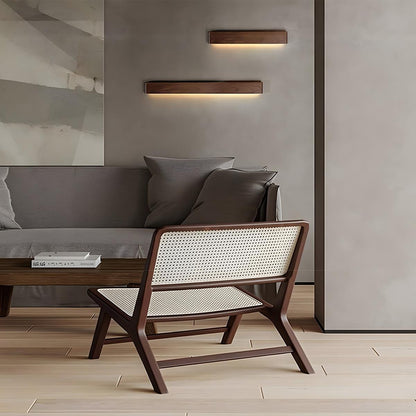 Aplique de pared LED rectangular de madera de nogal, 8 pulgadas, modos de luz ajustables, para dormitorio, pasillo, sala de estar, estilo moderno, minimalista, Japandi, escandinavo, interior