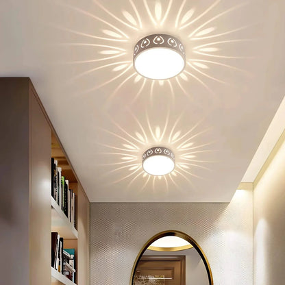 LED Flush Mount Ceiling Light with Crystal Acrylic Prism Pattern for Foyer Entryway Hallway Selectable Warm Cool White Surface Install