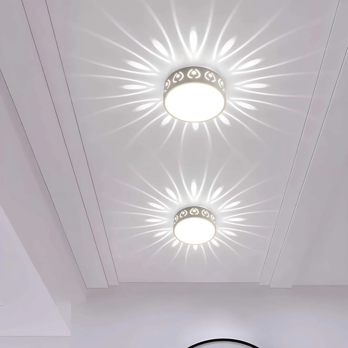 LED Flush Mount Ceiling Light with Crystal Acrylic Prism Pattern for Foyer Entryway Hallway Selectable Warm Cool White Surface Install