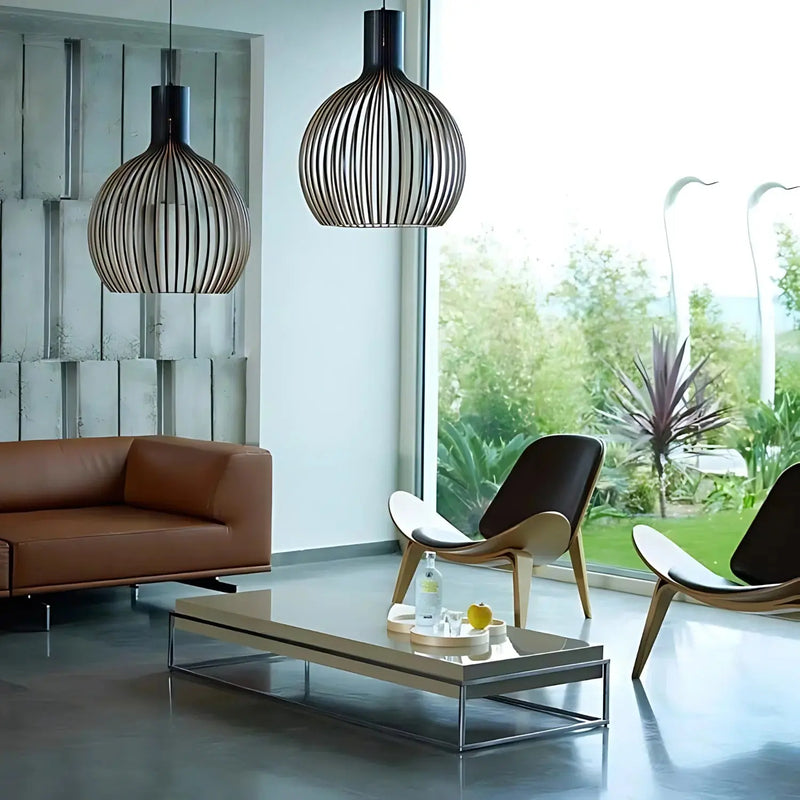 Scandinavian Pendant Lighting | Adjustable Wooden Ceiling Light Fixture for Warm Ambiance