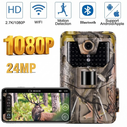 WiFi Trail Camera 1080P Night Vision Motion Activated with App Control for Backyard Monitoring and Deer Scouting