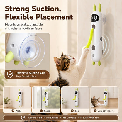 Ortekor Motion-Activated Feather Cat Toy for Indoor Play - Wall-Mounted Teaser That Keeps Bored Cats Busy