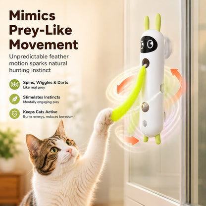 Ortekor Motion-Activated Feather Cat Toy for Indoor Play - Wall-Mounted Teaser That Keeps Bored Cats Busy