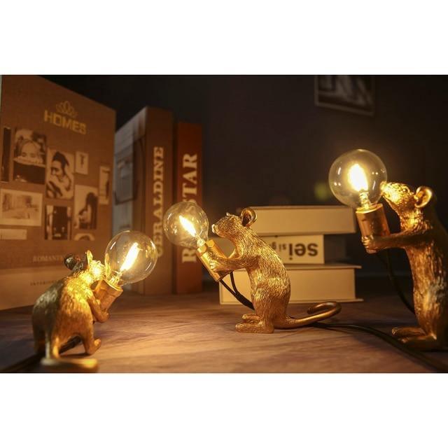 Whimsical Animal Figurine Desk Light with LED Bulb for Bedroom Nightstand Living Room Kids Room Accent Lighting Minimalist Decor