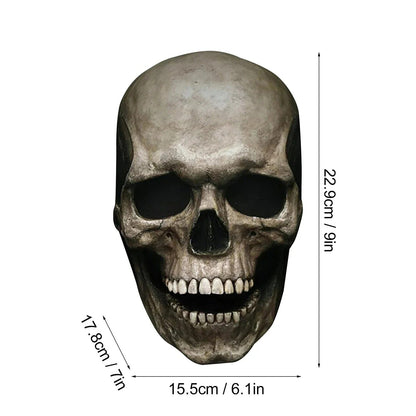 Articulated Jaw Skeleton Head Cover – Full-Head Horror Costume Piece with Motion-Activated Bone Mask for Adults Halloween Cosplay Parties