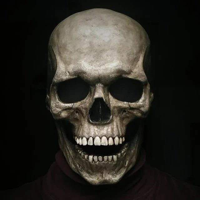 Articulated Jaw Skeleton Head Cover – Full-Head Horror Costume Piece with Motion-Activated Bone Mask for Adults Halloween Cosplay Parties